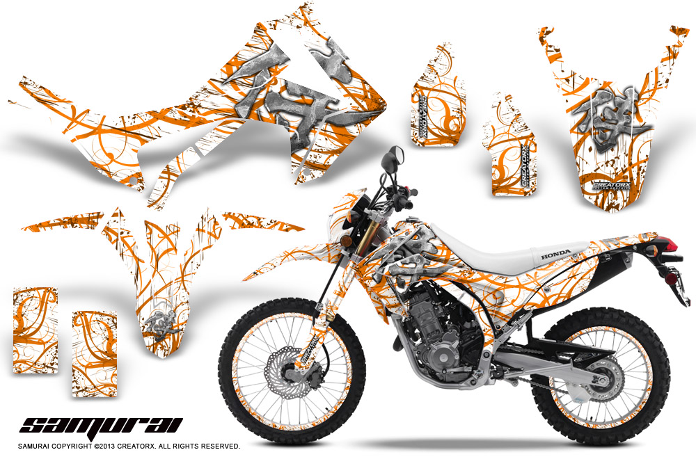 Honda CRF250L 2013 Graphics Kit Samurai Orange White NP Rims